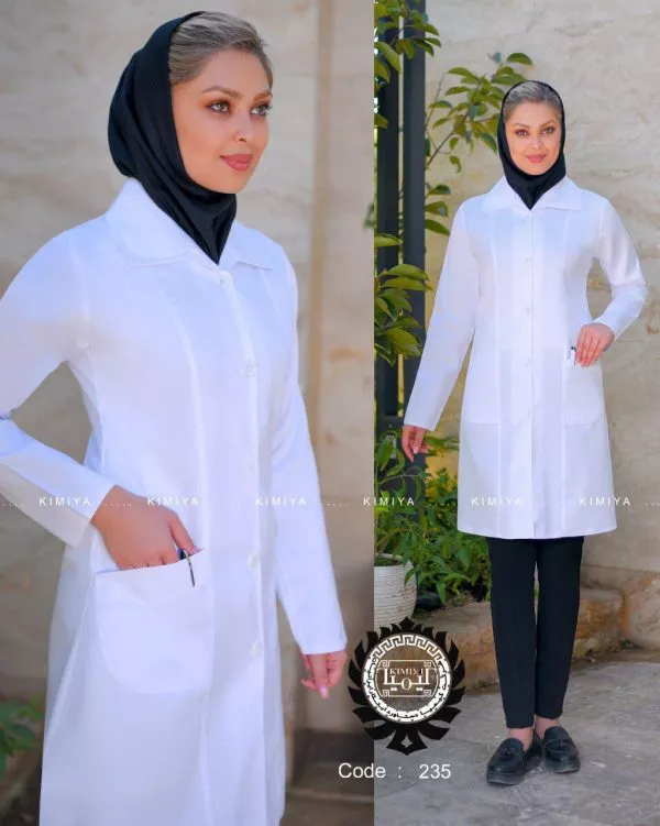 خرید روپوش پزشکی زنانه مدل تینا | مناسب مطب و بیمارستان