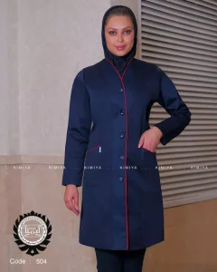 مانتو فرم پزشکی زنانه مدل صبا | سرمه‌ای شیک، راحت و مناسب کلینیک